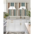 thumbnail image 4 of Teal Boho Stripes Swag Curtains for Living Room/Bedroom Windows, Modern Bohemia Brown Beige Texture Kitchen Curtains and Valances Set 36 Inch Length, Light Filtering Swags Valance Curtain Panels, 4 of 5