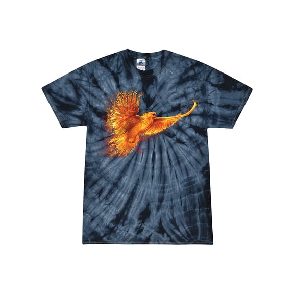 Wild Bobby, Mythical Fiery Phoenix, Pop Culture, Tie-Dye Tees, Spiral Navy, X-Large
