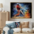 thumbnail image 1 of Designart Sport Baseball framed wall art decor, Sport Baseball framed wall Art, Baseball Swing Of EFlow I , Extra large Modern Gold framed wall art, 44x34 inches Gold Frame, 1 of 5