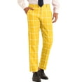 thumbnail image 4 of INSPIRE CHIC Plaid Dress Pants for Men's Business Slim Fit Flat Front Checked Trousers Yellow 30, 4 of 4