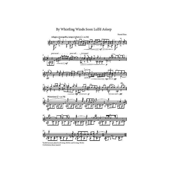 Chester Music By Whistling Wind Soon Lull'd Asleep (Guitar Part) Composed by Daniel Elms