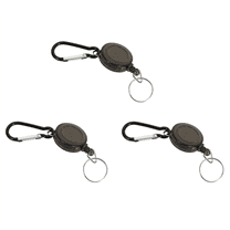 Lot 3 Badge Holder Winder Holder Keychain Retractable Carabiner Belt Clip ID Card Card Holder-Black