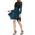 thumbnail image 4 of INSPIRE CHIC Women's Lace Hem Overalls Pinafore Dress Suspenders Skirt Lake Blue S, 4 of 5