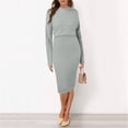 thumbnail image 3 of Women Casual Knitted Dress Two Piece Suit Pullover Top And Dress Bodycon 2 Piece Set Midi Dress Knitted Dress Set Neckline Dress Womens Sequin Suit Sequin Gown plus Size Dress Long Summer Women, 3 of 4