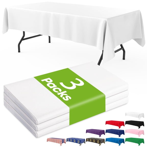 Minzimin Plastic Table Cloth Disposable 3 Pack, 54x108 Inch Rectangular Table Cloth, Leakproof Table Cover for Parties, Picnic, Weddings