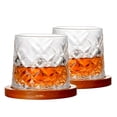 thumbnail image 1 of 2Pz Vaso Giratorio De Vidrio Con Base De Madera Para Whisky Y Cocteles, 1 of 9