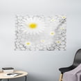 thumbnail image 1 of Grey and Yellow Tapestry, Hawaiian Island Flowers on Abstract Animal Print Theme Backdrop, Wall Hanging for Bedroom Living Room Dorm Decor, 60W X 40L Inches, White and Light Grey, by Ambesonne, 1 of 2