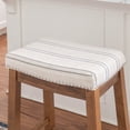 thumbnail image 7 of Linon Claridge 26.5" Backless Wood Counter Stool, Dark Brown/Natural Striped Fabric, Includes 1 Stool, 7 of 7