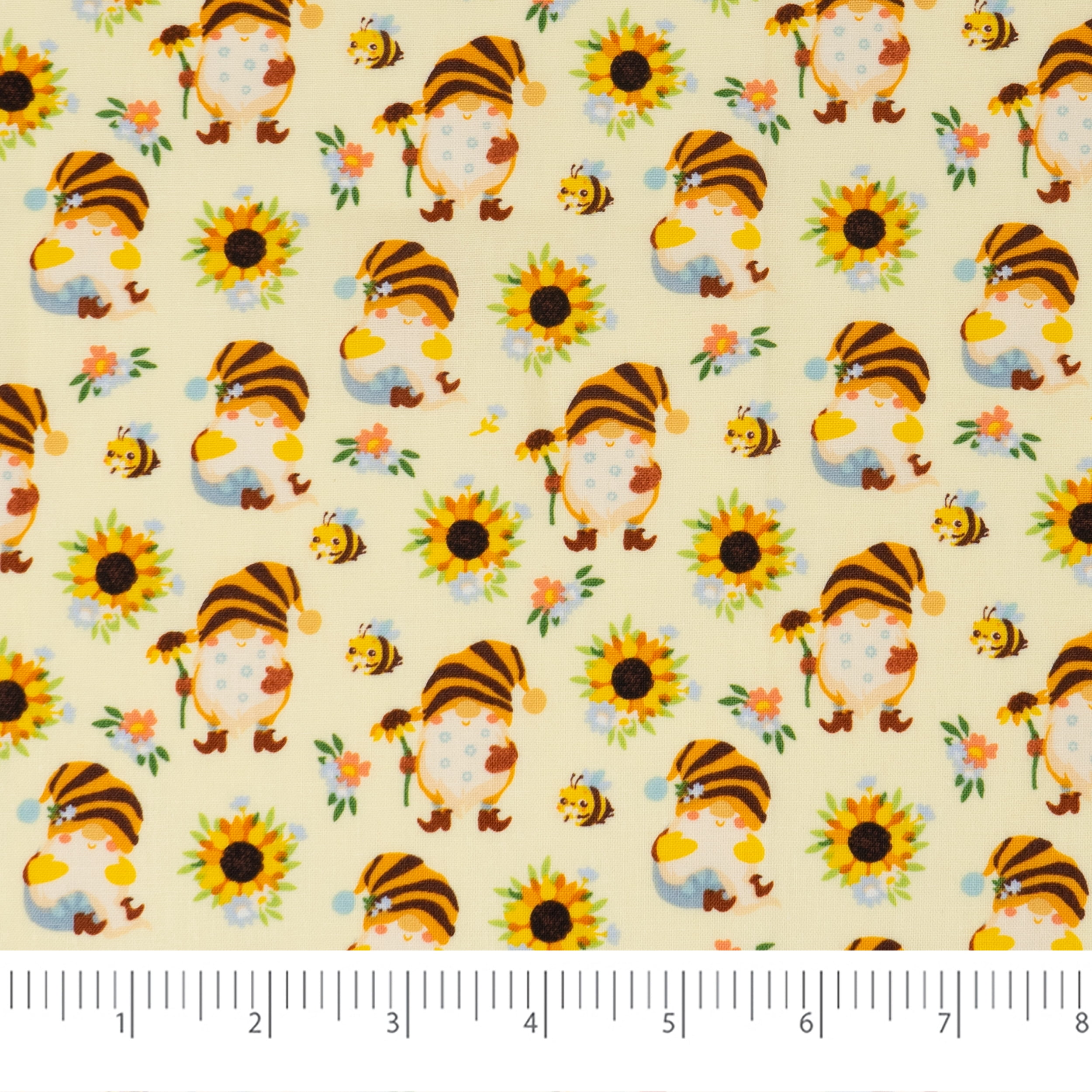 Singer Fabric 100% Cotton Daisies Gnomes 10 Inch Square Charm, 20Pc