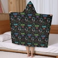 thumbnail image 5 of Colorful Controllers Games Icons Black Pattern Hooded Bath Towel，50"x30" for Ages 3 To 12 Kids, Quick Dry Lightweight Soft Microfiber Hood Beach Towel Cover Up for Kids, 5 of 7