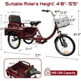 thumbnail image 5 of Akaber Adult Tricycle, 20 Inch 3-Wheel Bikes Carrying Passengers and Cargo, Trike for Adults with Front Baskets for Women, Seniors, Men, Low Step-Through Cruiser Bike for Cycling, Outing, Picnic, 5 of 9