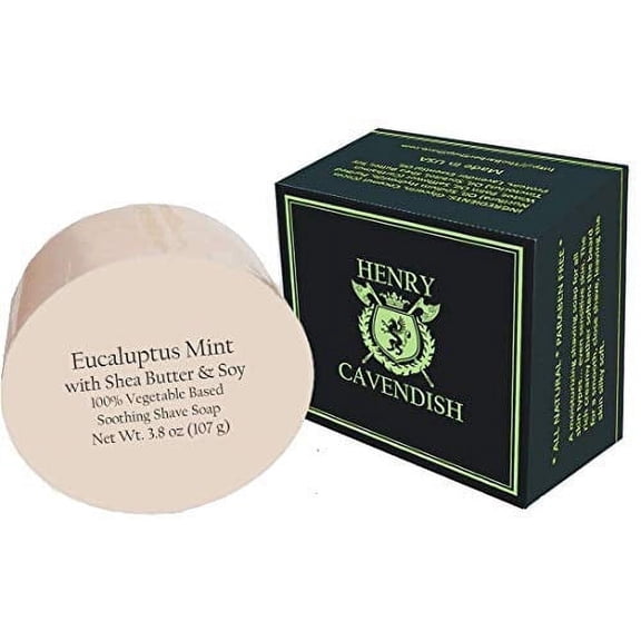 Henry Cavendish Eucalyptus Mint Shaving Soap with Shea Butter & Coconut Oil. Long Lasting 3.8 oz Puck Refill. Himalaya Fragrance. All Natural. Rich Lather, Smooth Shave. For Ladies and Gentlemen.