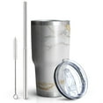 thumbnail image 2 of 30oz White Marble Gold Line Pattern Tumblers Stainless Steel Tumbler with Lid and Straw,Vacuum Insulated Double Wall Travel Tumbler Cups Mug with Cleaning Brush for Coffee,Tea, 2 of 7