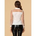 thumbnail image 4 of INSPIRE CHIC Women's Mesh Panel Dots Long Sleeve Button Front Half Placket Shirt, 4 of 5