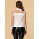 thumbnail image 4 of Blusa elegante Allegra K Panel de malla Lunares Semi Transparente Blanco L, 4 of 5