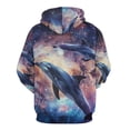 thumbnail image 6 of POBUDS Hoodie, Regular Fit Sporty Pullover Hooded Sweatshirt for Men Women Dolphins in Space 3XL, 6 of 6