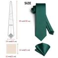 thumbnail image 3 of Solid Color Ties for Men Formal Business Tie & Pocket Square Set Classic Satin Wedding Necktie Green, 3 of 7