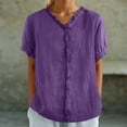 thumbnail image 2 of Dressy Shirts for Women Button Down Solid Color Short Sleeve Lapel Collared Blouses Ladies Summer Casual Beach Tops, 2 of 6