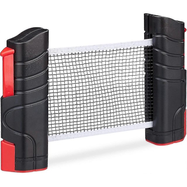 Table Tennis Net, Ping Pong, Extensible, 180 Cm Wide, Clips Up To 5 Cm Thick, Black/red.