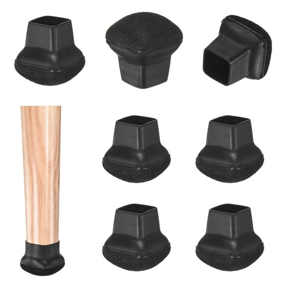 Uxcell 8-Pack Chair Leg Floor Protectors, 0.55"-0.75" Silicone Cups Square Felt Furniture Pads for Hardwood Floors/Tile Floors, Chair Leg Covers [Black]