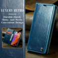 thumbnail image 3 of SaniMore for iPhone 15 Pro (6.1" 2023) Case, PU Leather Auto-magnet Full Protection Flip Kickstand Card & Cash Slots, Retro Shockproof Anti-fall Wallet Business Shell, Blue, 3 of 9