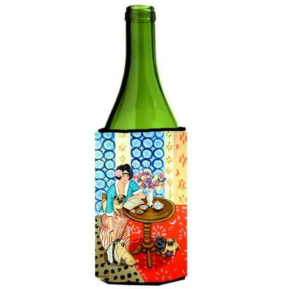 Lady With Her Pug Wine bottle sleeve Hugger