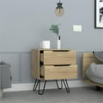 thumbnail image 2 of FM FURNITURE Nuvo Modern Metal Bedroom Nightstand with 2-Drawer in Light Oak, 2 of 6