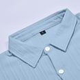 thumbnail image 7 of Men's Solid Stripe Casual Basic Shirts Tops Breathable Long Sleeve Button Up Lapel Slim Male Clothing, 7 of 7