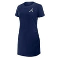thumbnail image 2 of Women's Fanatics Navy Atlanta Braves Ruched Drape T-Shirt Dress, 2 of 5