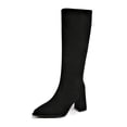 thumbnail image 5 of Women Pointed Toe Knee‑High Boots, Soft Stretch Suede Tall Long Boots, Side Zipper Chunky Block Heel Dress Boots for Fall Winter, 5 of 9