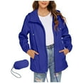 thumbnail image 2 of Tawop Jacket Women Raincoats for Women with Hood&Storage Bag Zip Pockets Waterproof Windbreaker Rain Jacket ,Blue ,S, 2 of 7