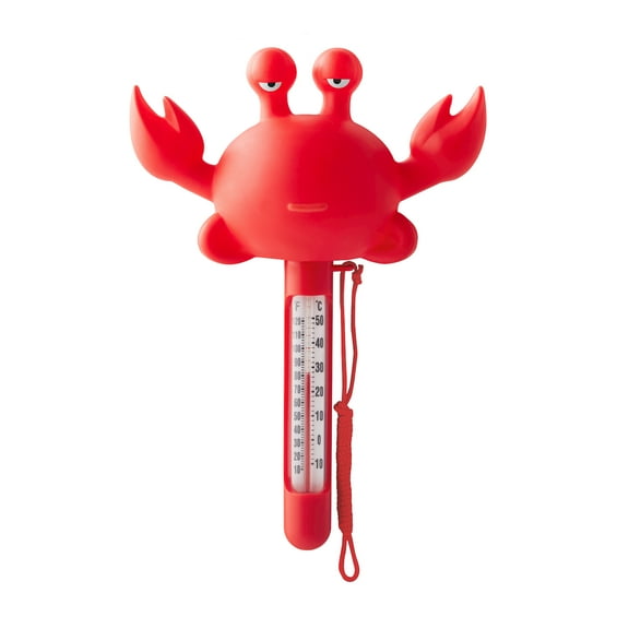 Mainstays Floating Red Crab Pool Thermometer with Easy Read Display for Pools and Spas, 9.7 Inch