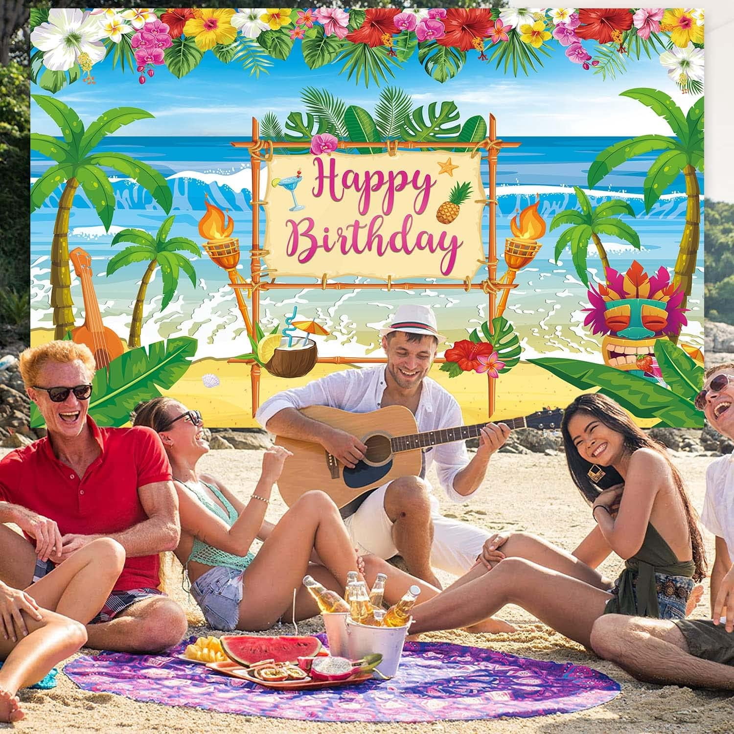 Toile De Fond Hawaïenne ALOHA - Décoration Fête Tropicale, Plage, Été - Accessoire Photo Pour Anniversaire, Luau