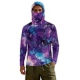 thumbnail image 7 of SEANATIVE Men's Fishing Hoodie UV Protection Hooded Top Long Sleeve Sun Block Top with Mesh Mask Fishing Clothes Sun Shirt Athletic Wear Outfit for Men, L, Butterfly Galaxy Violet, 7 of 7