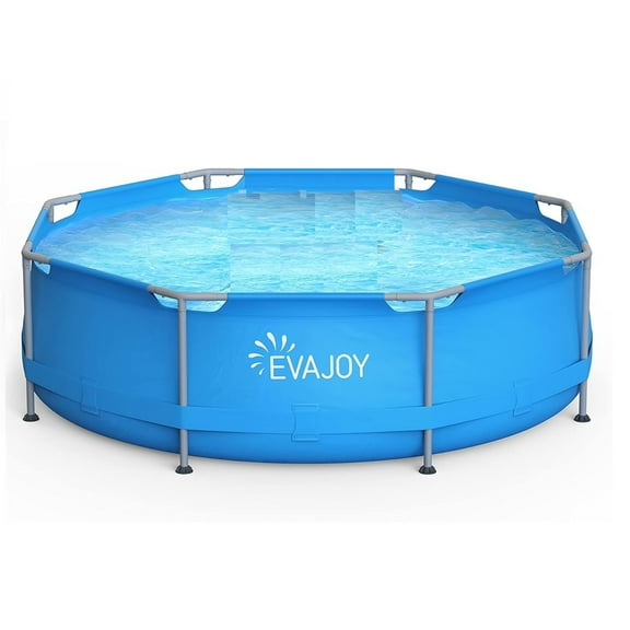 EVAJOY 10ft X 30in Metal Frame Above Ground Swimming Pool with Steel Frame Blue