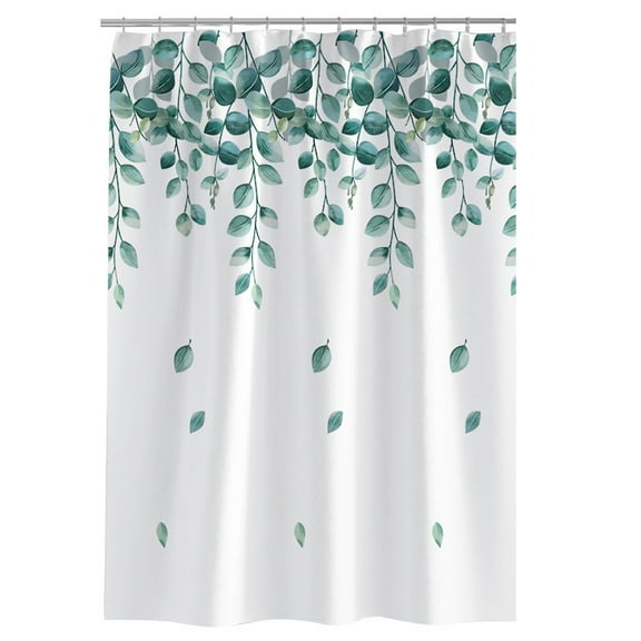 Shower Curtain 79"x79" Polyester Fabric Green Leaves Bathroom Liner Decor Machine Washable