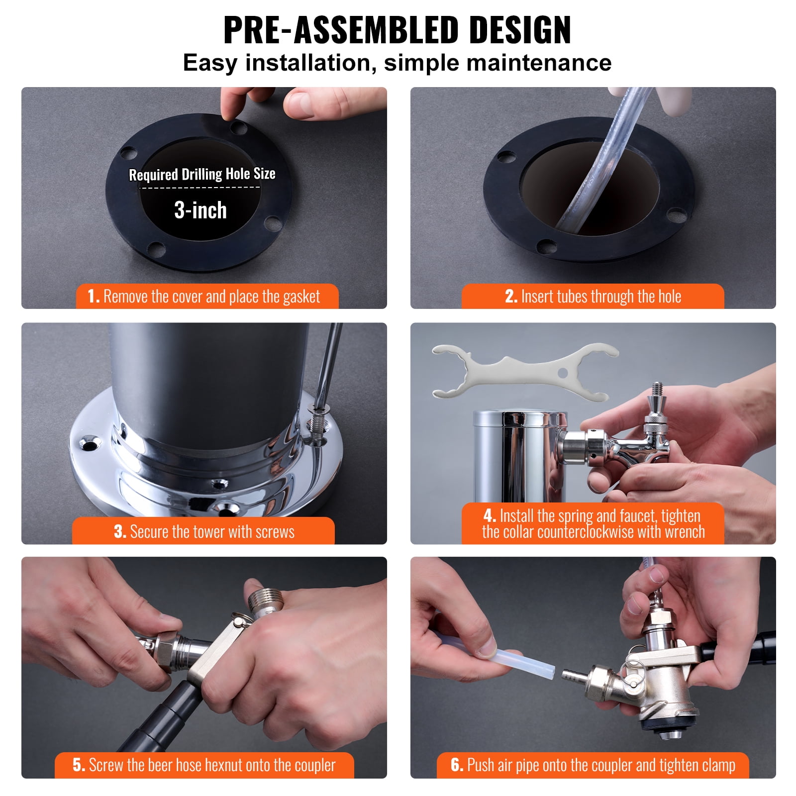 KFFKFF Kegerator Tower Set, Two-Tap Beverage Modification System, Metallic Keg Beverage Tower Distributor with Dual Indicator CGA320 Controller & D-System Keg Connector, Auto-Shut Spring