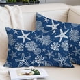 thumbnail image 2 of Marine Life Throw Pillow Covers Starfish Coral Shell Gradient Navy Blue Ocean Decorative Lumbar Pillow Cover Rectangle Cushion Case for Sofa Couch Bed Living Room Bedroom 20 X 26 Inches, 2 of 9