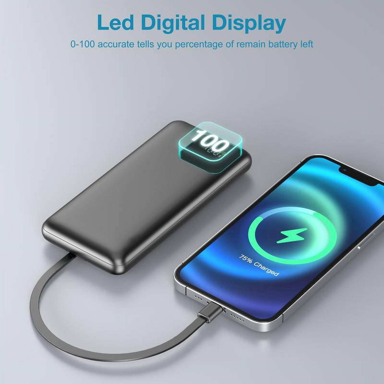 Portable Charger with Built-in Cables,Portable Charger with Cords Wires Slim 10000mAh Travel Battery Pack 4 Outputs 2 Inputs 22.5W Fast Charging Power Bank for Samsung Google Pixel LG Moto iPhone