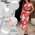 thumbnail image 6 of Jeiento Tropical Flower Couples Matching Outfits Breathable Button Down Hawaiian Shirt Red Summer Beach Flowy Dress, 6 of 7