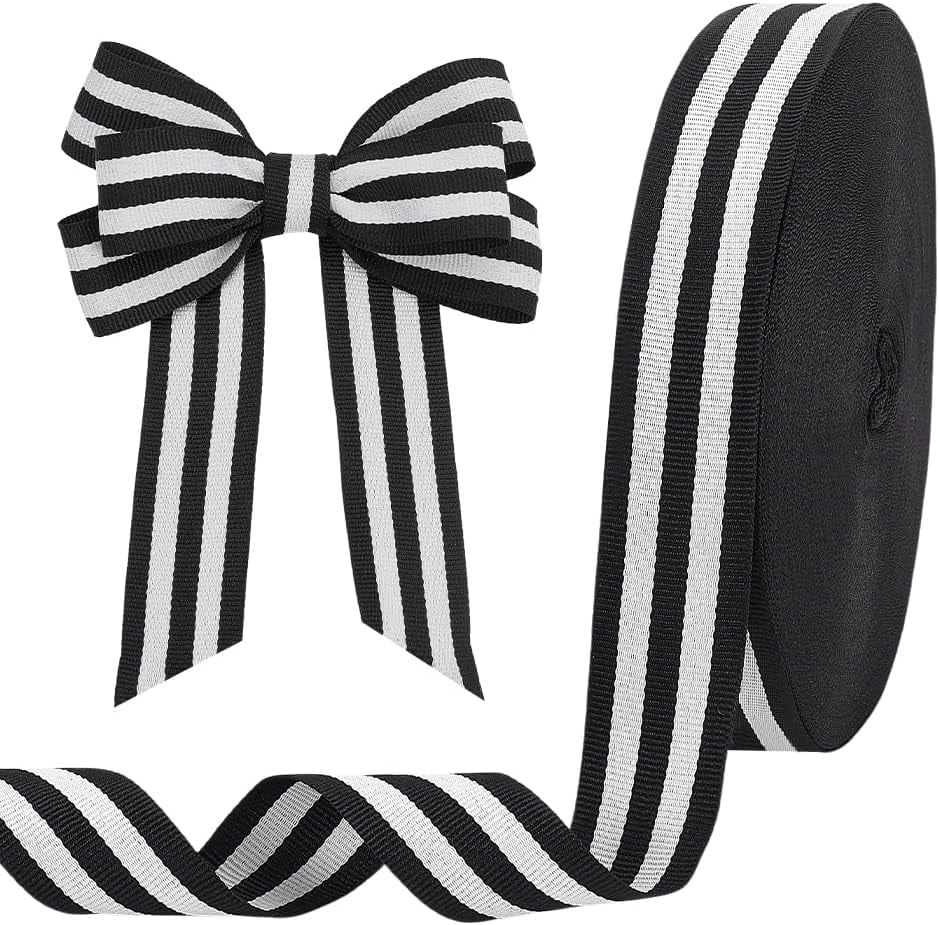 50yards Polyester Stripe Ribbons Black 1-5/8 inch(40mm)