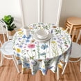 thumbnail image 2 of Round Tablecloth 60 Inch, Spring Flowers Floral Table Cloth for Rustic Farmhouse Kitchen Decor, Wipeable Polyester Fabric Table Cover for Outdoor Holiday Party, 2 of 6