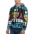 thumbnail image 3 of Honeii I Love My Autism Pattern Mens Hoodies Men's Loose Sleeve Sweatshirt,Pullover Hooded Sweatshirt for Men,Essentials Hoodie-4X-Large, 3 of 7