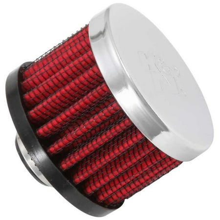 Chrome Crankcase - K&N Engineering 62-1320 Rubber Base Crankcase Vent Filter - 3/8in. Flange - Chrome End Cap