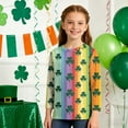 thumbnail image 2 of Tauxra Chandail de la Saint-Patrick pour Adultes, T-Shirt à Manches 3/4 Imprimé Col Rond, T-Shirt Graphique Trèfle Décontracté à Manches Longues pour Activités Festives, 2 of 6