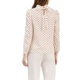 thumbnail image 4 of INSPIRE CHIC Women's Polka Dots Back Bow Tie Long Sleeve Leisure Blouse XL Beige Red, 4 of 8