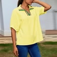 thumbnail image 2 of Fewfanhot Tops for Women Trendy V Neck Striped Blouse Oversized Dolman Sleeve Tops Summer Casual Loose Fit Shirts, 2 of 6