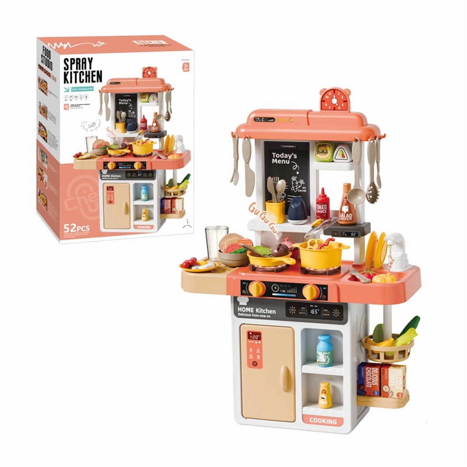 Mundo Toys Spray Kitchen Pretend Playset with Water Circulation Sink and Sound & Light Features, 52-Piece, Ages 3+