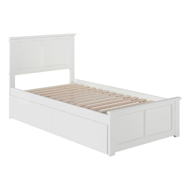 Leo & Lacey Lit Plateforme Madison Simple TG avec Tiroirs de Rangement, Blanc