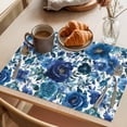 thumbnail image 3 of Watercolor Blue Flowers Placemats Set of 6, Blue Floral Non-Slip Place Mats Washable Table Mats for Kitchen Dining Table Decorations Indoor/Outdoor, 3 of 9